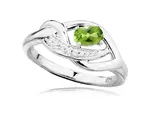 MOISS Luxusní stříbrný prsten s olivínem a zirkony RG0000 57 mm