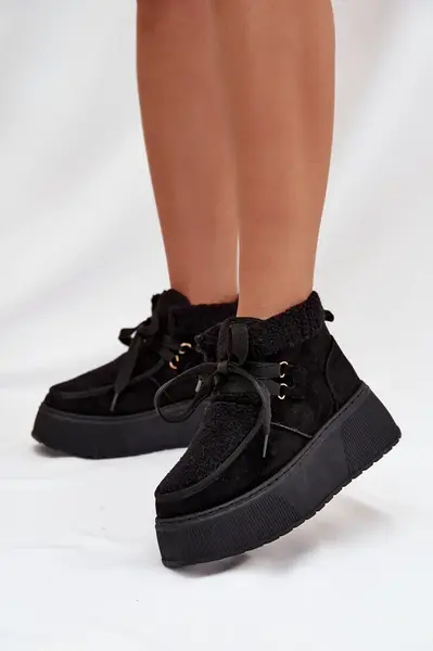 Boto Dámske snehule na platforme s kožušinkou Čierne Florivelle