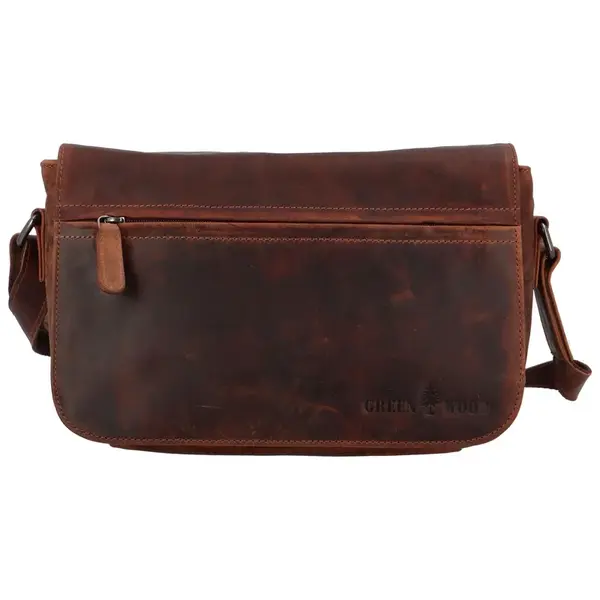 Menší praktická kožená crossbody Jeanne Green Wood,  hnědá