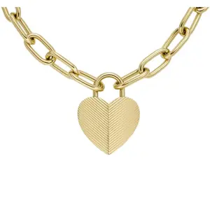 Fossil Výrazný pozlacený náhrdelník Srdce Harlow JF04656710