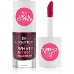 essence WHAT A TINT! tekutá tvářenka a lesk na rty odstín 01 Kiss From A Rose 4.9 ml