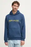 Mikina Pepe Jeans DYLAN HOODIE pánska, tmavomodrá farba, s kapucňou, s nášivkou, PM582755