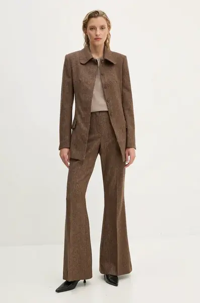 Remain Vlnené nohavice Remain Herringbone Flare Pants