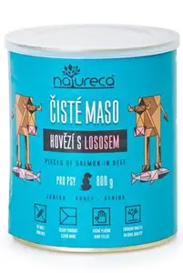 Natureca konzera hovězí s lososem pro psy 800g