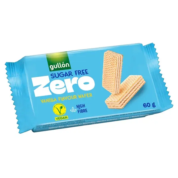 GULLÓN Vanilla wafer oplatky plněné krémem s vanilkovou příchutí se sladidly 60 g