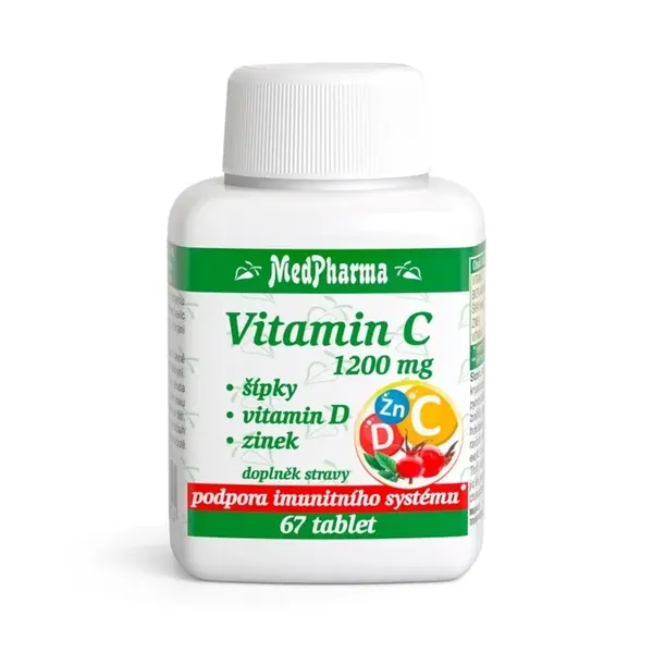 MEDPHARMA Vitamin C 1200 mg se šípky + vitamin D + zinek 67 tablet