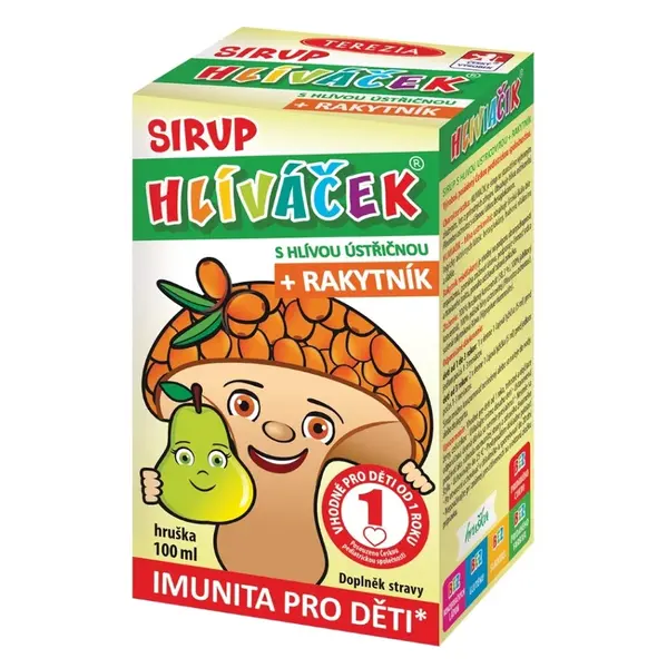 TEREZIA Hlíváček sirup s hlívou a rakytníkem  s příchutí hrušky 100 ml