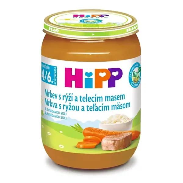 HIPP Mrkev s rýží a telecím masem BIO 190 g