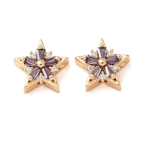 Brass Micro Pave Cubic Zirconia Beads