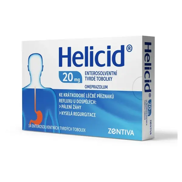 HELICID 20 Zentiva enterosolventní tvrdé tobolky 20 mg 14 kusů