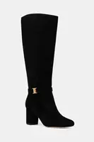 Semišové boty Lauren Ralph Lauren Kellie Tl Hl dámské, černá barva, na podpatku, 802967843001