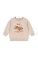 Dětská mikina s bavlnou Konges Sløjd LOU SWEAT SHIRT OCS béžová barva, s potiskem, KS103868