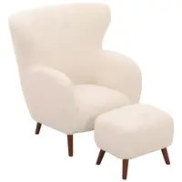 Livetastic KŘESLO S PODNOŽKOU, dřevo, kov, textil, bílá