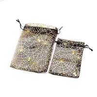 Halloween Organza Spider Printed Gift Drawstring Bags
