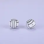 Printed Round with Baseball Pattern Silicone Focal Beads