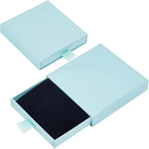 2Pcs Square Cardboard Paper Jewelry Set Drawer Boxes