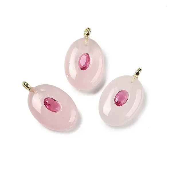 Natural Rose Quartz & Cubic Zirconia Pendants