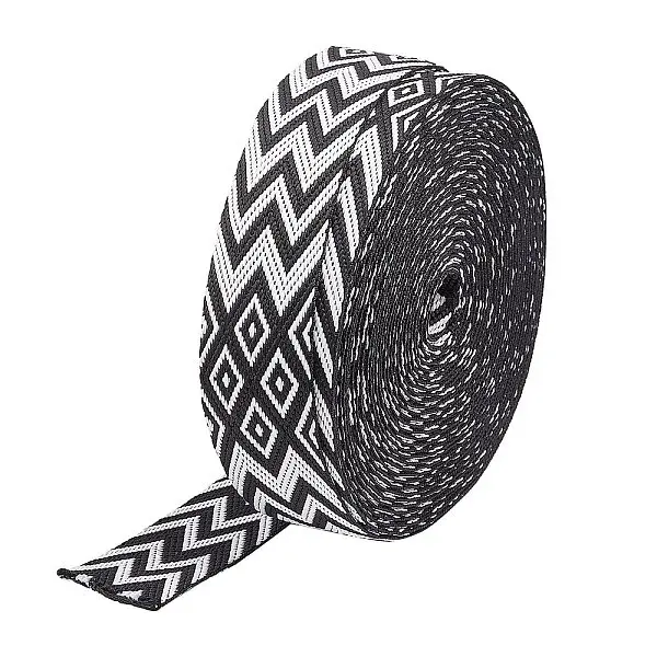 10 Yards Double Face Rhombus Print Flat Polypropylene Ribbon