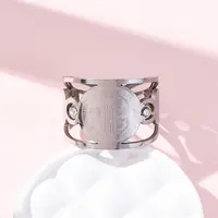 304 Stainless Steel Rhinestone Saint Benedict Open Cuff Rings