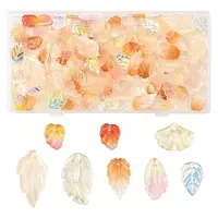 120Pcs 8 Styles Autumn Theme Two-Tone Transparent Glass Charms