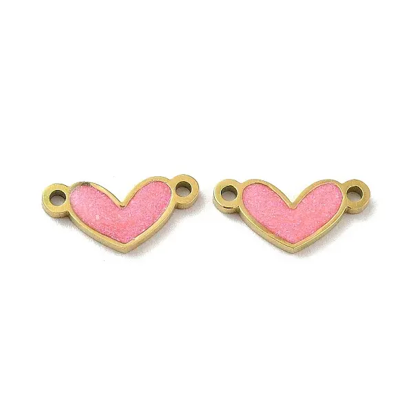Ion Plating(IP) 316L Surgical  Stainless Steel Enamel Heart Connector Charms