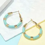 PVD Vacuum Plating 201 Stainless Steel Enamel Hoop Earrings for Women