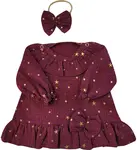 Z&Z Mušelínové šatičky s hvězdičkami + čelenka, bordó vel.  62