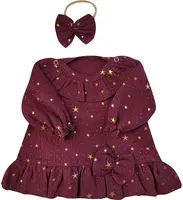 Z&Z Mušelínové šatičky s hvězdičkami + čelenka, bordó vel.  62