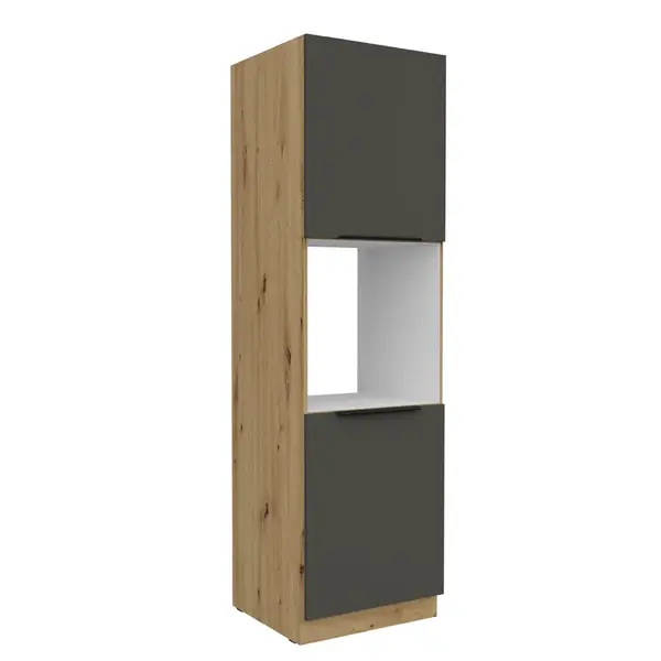 Vysoká skříňka pro vestavnou troubu Aria 60 DP-210 2F Barva korpusu: Dub artisan, Barva dvířek: GR - Graphite AFM