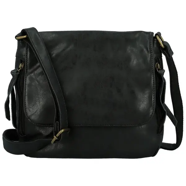 Trendy dámská koženková crossbody kabelka Anelise, černá