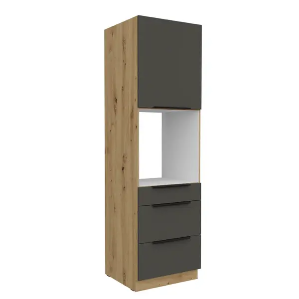 Vysoká skříňka pro vestavnou troubu Aria 60 DPS-210 3S 1F - Premium Box Barva korpusu: Dub artisan, Barva dvířek: GR - Graphite AFM