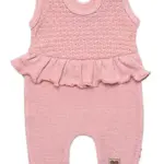 Baby Nellys Pletené láclové kalhoty Girl s volánkem, růžové, vel. 74