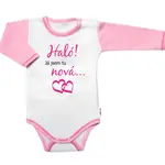 Baby Nellys Body dl. rukáv s vtipným textem, Haló! Já jsem tu nová, vel. 80