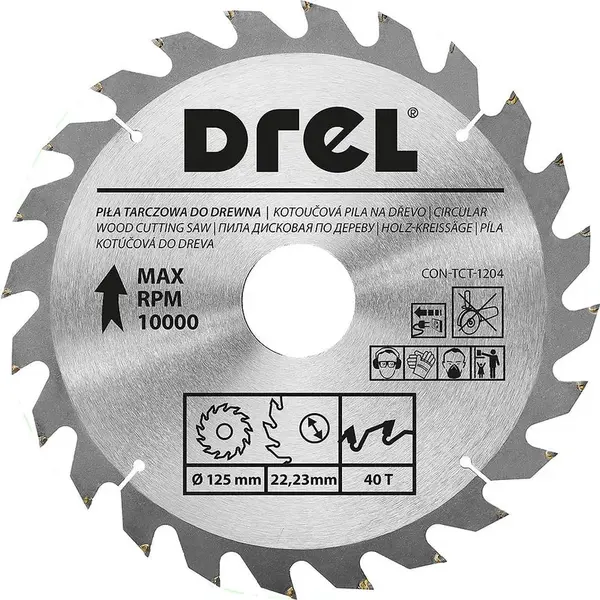 Pílový kotúč do dreva, 125 mm x 40 T, Drel