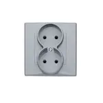 Dvojitá zásuvka bez uzemnenia popolavá