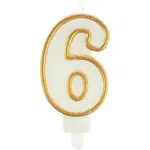 Svíčka číslo 6 zlatá 7.5cm