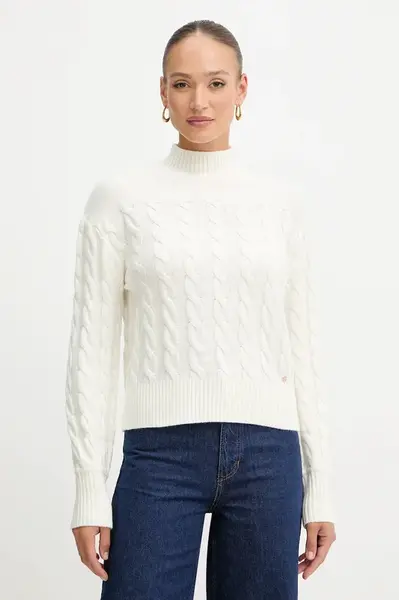 Svetr s příměsí vlny Guess ELSA béžová barva, s golfem, W5BR30 Z1192