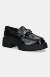 Kožené mokasíny Calvin Klein CHUNKY LOAFER HDW LTH dámské, černá barva, na platformě, YW0YW02044