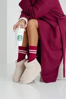 Milena Dámske ponožky vrkoč s pruhmi bordové