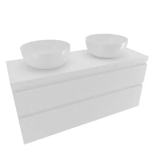 Kúpeľňová skrinka 2 zásuvková s krycou doskou Naturel Savona 118x53x44, 8 cm biela lesk SAVONA2120BID