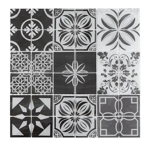 Sklenená mozaika Premium Mosaic černobílá 30x30 cm lesk PATCHWORK300