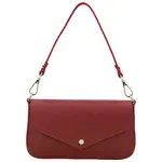 Dámská kožená kabelka na rameno tmavě červená - Delami Vera Pelle Aksely