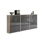 MID.YOU SKŘÍŇ NA ŠANONY, Sonoma dub, vysoce lesklá antracitová, 253,2/113,6/33 cm