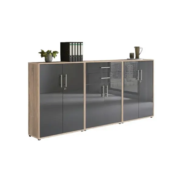 MID.YOU SKŘÍŇ NA ŠANONY, Sonoma dub, vysoce lesklá antracitová, 253,2/113,6/33 cm