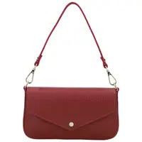 Dámska kožená kabelka na rameno tmavo červená - Delami Vera Pelle Aksely