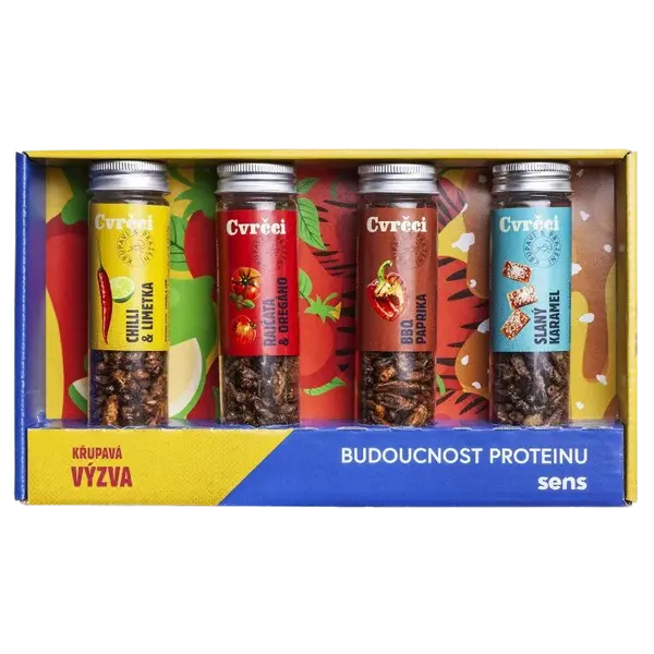 SENS Křupaví & pražení cvrčci - Dárkový set 4 chutí 4 x 20 g