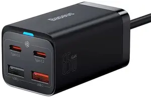 Baseus GaN3 Pro, 2x USB-C, 2x USB 65W černá