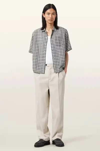 Kalhoty s příměsí vlny AllSaints TALLIS béžová barva, M021TD