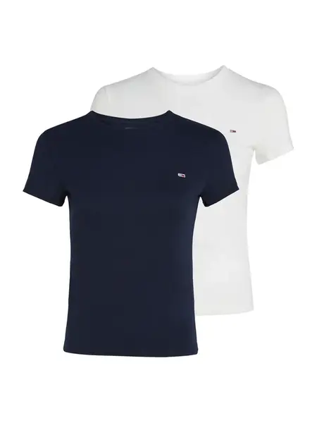 Tommy Jeans Tričko 'Slim T'  námornícka modrá / šedobiela