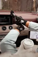 Milena Dámske ponožky Mačky a Srdcia Čierne